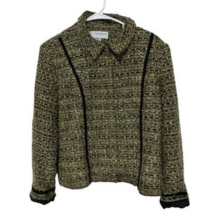 Sag Harbor Women's Tweed Blazer - Black and Gold holiday old money cottage